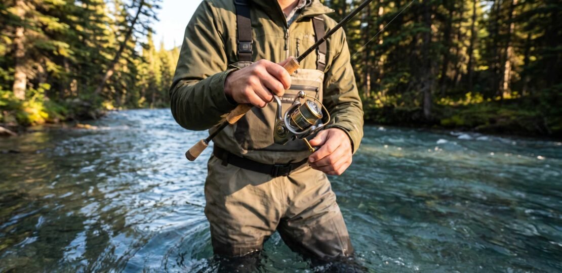 Best spinning reel for trout – angler in stream